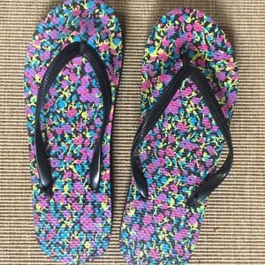 Floral summer flip flops